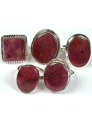 Lot of Five Ruby Rings