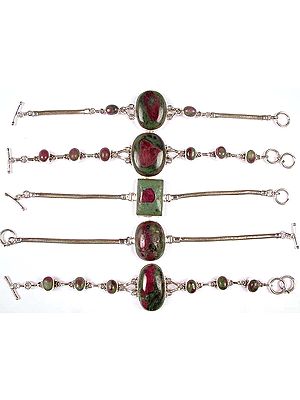 Lot of Five Ruby Zoisite Bracelets