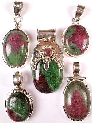 Lot of Five Ruby Zoisite Pendants