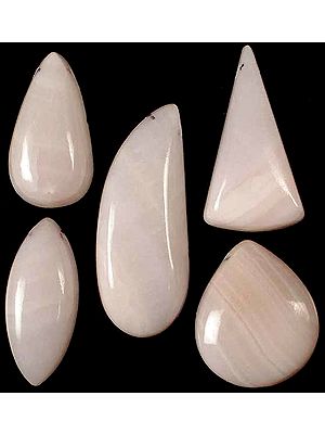 Lot of Five Side-Drilled Pink Rhodonite Cabochons