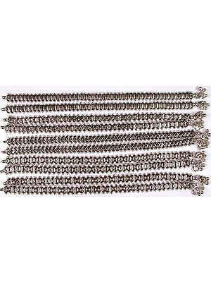 Lot of Five Sterling Anklets