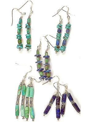 Lot of Five Turquoise & Lapis Lazuli Earrings