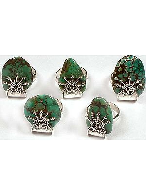 Lot of Five Turquoise Rings