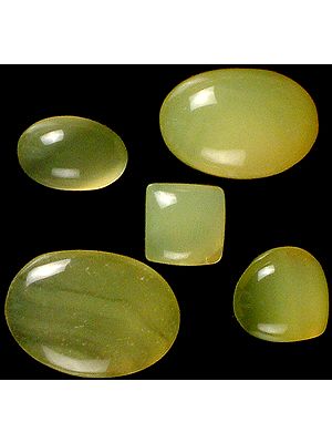 Lot of Five Yellow Chalcedony Cabochons