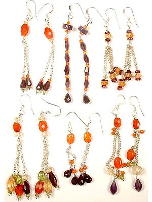 Lot Of Six Faceted Gemstone Earrings