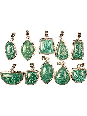 Lot Of Ten Amazonite Pendants