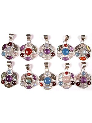 Lot of Ten Gemstone Pendants