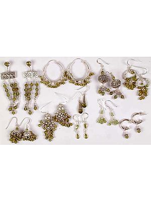 Lot of Ten Peridot Earrings