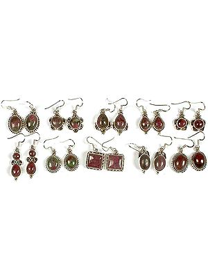 Lot of Ten Ruby Zoisite Earrings