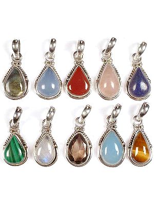 Lot of Ten Tear Drop Pendants