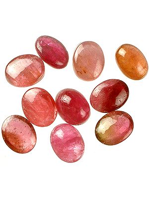 Lot of Ten Tourmaline Cabochons