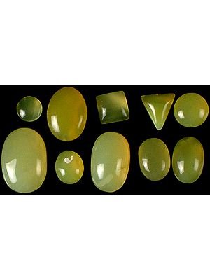 Lot of Ten Yellow Chalcedony Cabochons