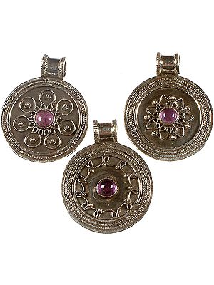 Lot of Three Amethyst Chakra Pendants