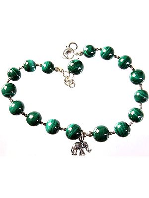 Malachite Bracelet with Elephant Charm