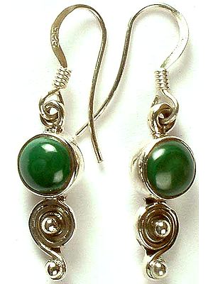 Malachite Earrings with Spiral