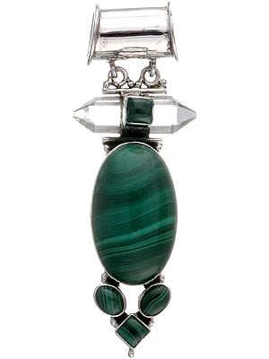 Malachite Pendant with Faceted Crystal