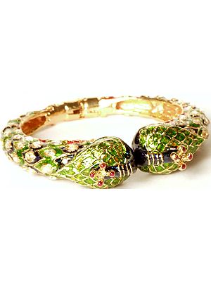 Meenakari Peacock Kangan Bangle with Spring Closure