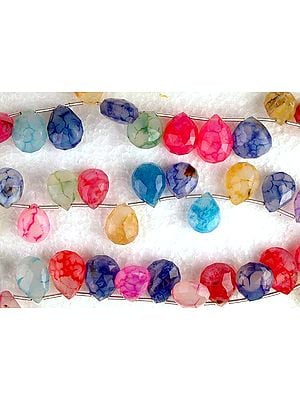 Multi Color Chalcedony Faceted Briolette Beads with Veins