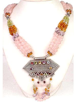 Multi Color Gemstone Bunch Necklace