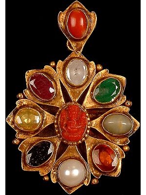 Navratna Pendant with Central Ganesha