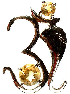 Om (AUM) Ganesha Pendant with Fine Cut Twin Citrine