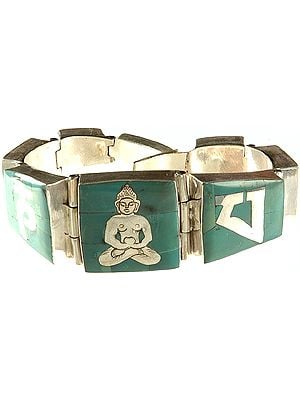 Om Mani Padme Hum Bracelet with Central Buddha