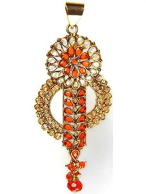 Orange Polki Pendant with Cut Glass