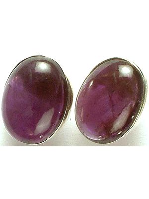 Oval Amethyst Earrings