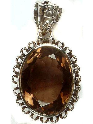 Oval Faceted Smoky Quartz Pendant