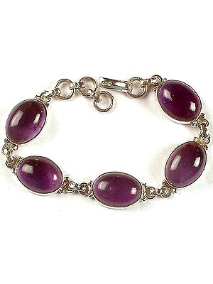 Oval Plain Amethyst Bracelet