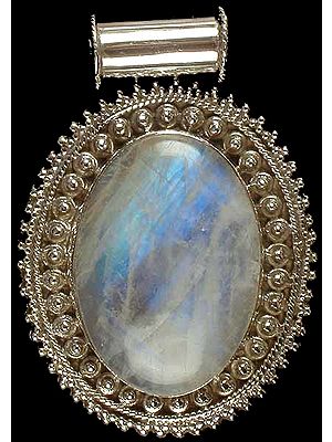 Oval Rainbow Moonstone Pendant