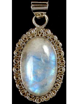 Oval Rainbow Moonstone Pendant