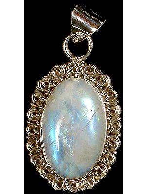 Oval Rainbow Moonstone Pendant
