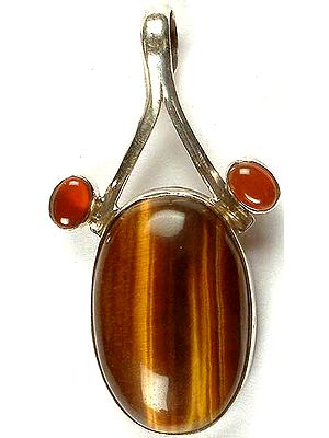 Oval Tiger Eye Pendant With Carnelian