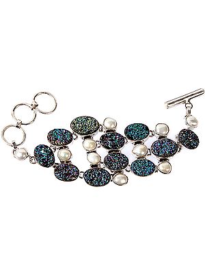 Peacockolite Bracelet with Pearl
