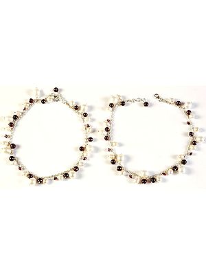 Pearl and Garnet Anklets (Price Per Pair)