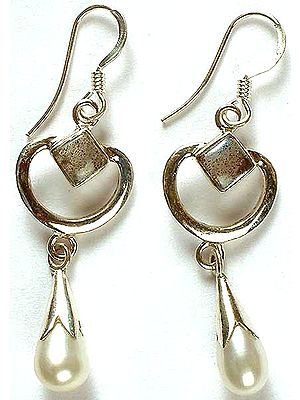 Pearl Dangling Drop Earrings with Labradorite