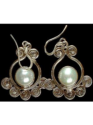Pearl Earrings with Spirals