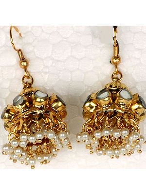 Pearl Kundan Chandelier Earrings