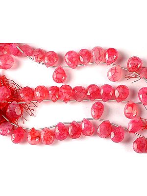 Pink Chalcedony Faceted Briolette with Veins
