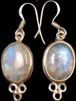 Rainbow Moonstone Cabochon Earrings