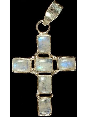 Rainbow Moonstone Cross Pendant