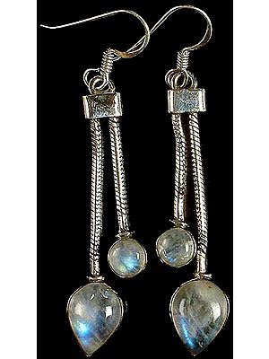 Rainbow Moonstone Dangling Earrings