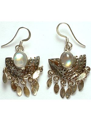 Rainbow Moonstone Earrings with Dangles