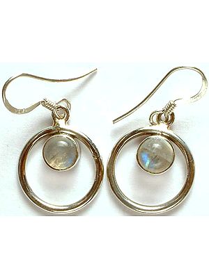Rainbow Moonstone Hoop Earrings