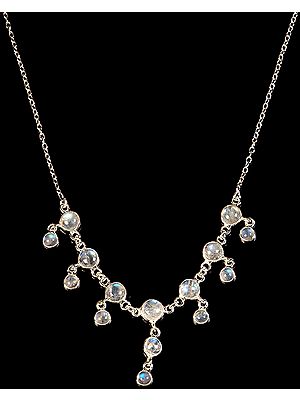 Rainbow Moonstone Necklace with Charms