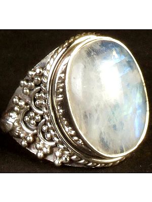 Rainbow Moonstone Oval Ring