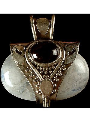Rainbow Moonstone Pendant with Garnet
