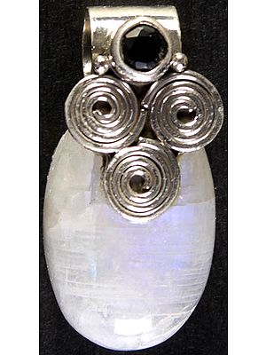 Rainbow Moonstone Pendant with Spiral