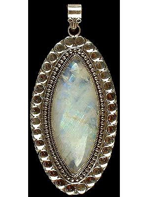 Rainbow Moonstone Pointed Oval Pendant